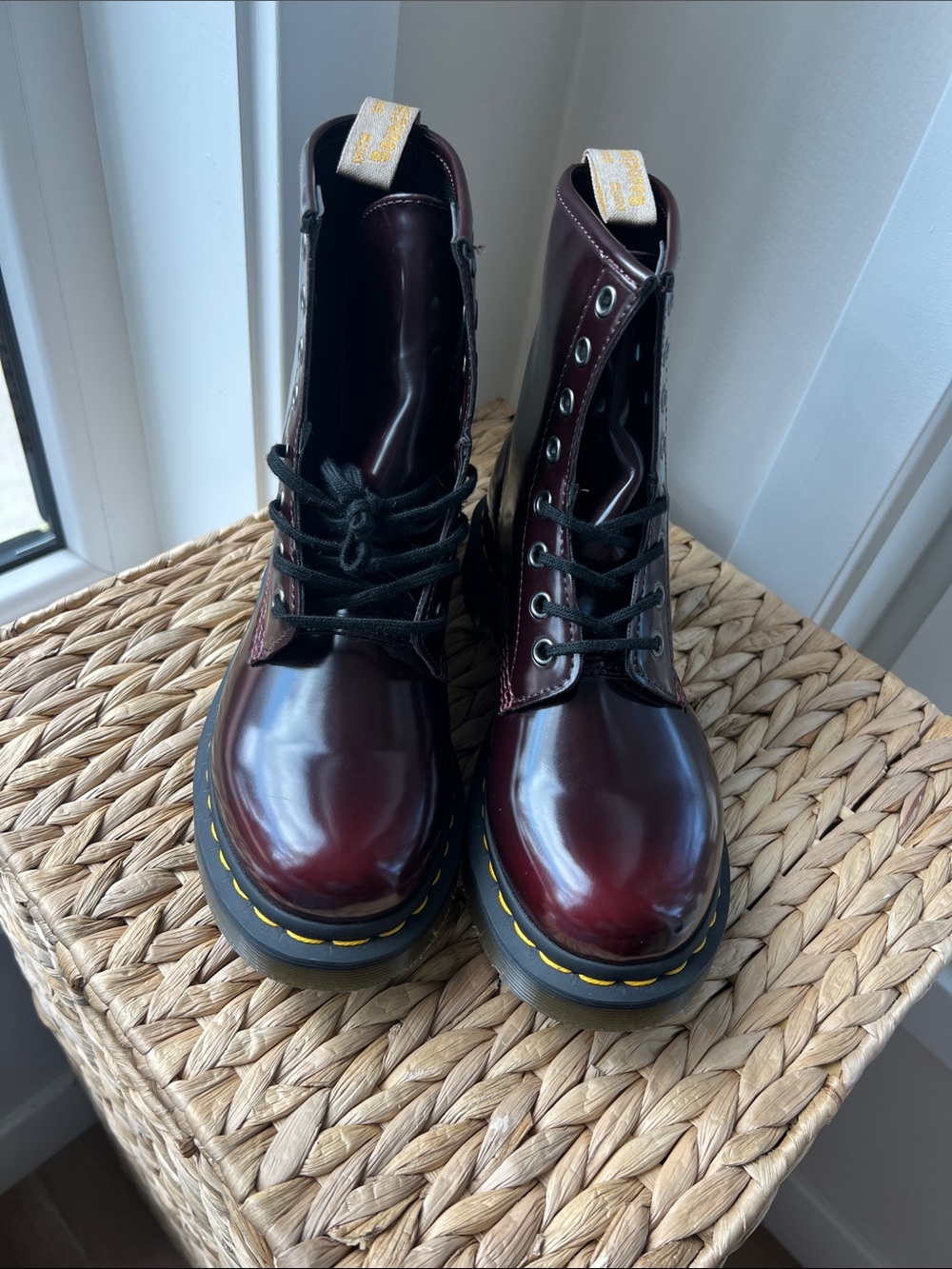 NEVER WORN Dr. Martens Cherry Red Patent Leather 8-Eye Combat Boots - Picture 6 of 7